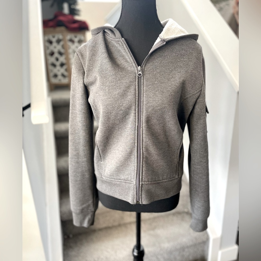 Roots Classic Women’s Zip Up Hoodie Grey with Cargo Pocket Size L​​​​​​​​​​ - Picture 2 of 8